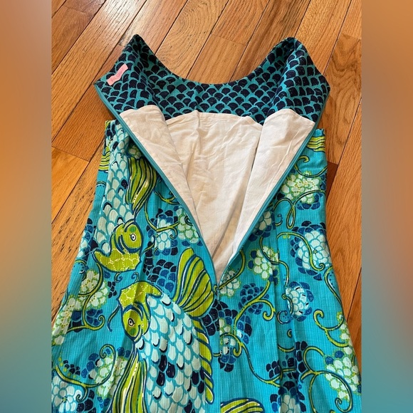 LILLY PULITZER Stephanie Koi Fish Print Sleeveless Sheath Dress Womens Sz 4 READ - Picture 6 of 14